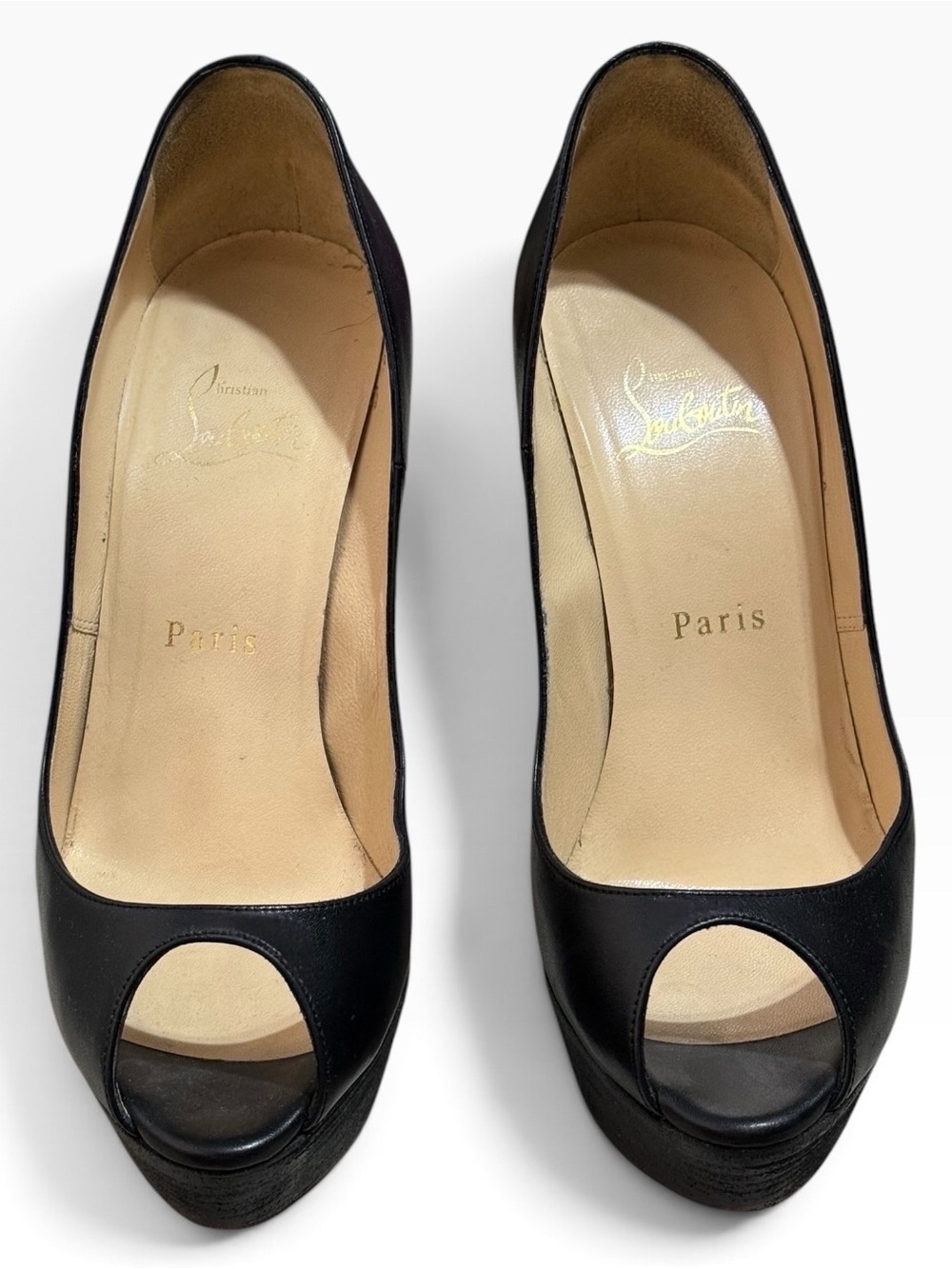 Christian Louboutin black peep-toe platform pumps Size 37.5